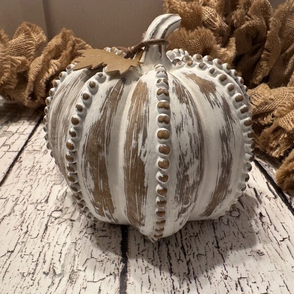 Distressed Wood Pumpkin Table Top Accent Decor - Picture 2 of 2
